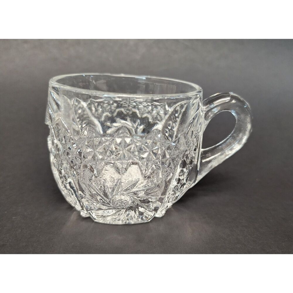 Vintage Fenton Punch cup coin dot Clear Glass Set Of 7 Rare No Chips Or Cracks